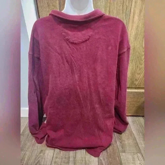 CHAPS  Men's XXL Pullover 1/4 Zip Sweater Long Sleeve Maroon  Cotton - Picture 3 of 4